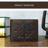 Men's Leather Wallet with Compass Pattern and RFID Protection