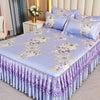 4-Piece Royal Blue Bedding Set with Bed Skirt and Pillow Covers