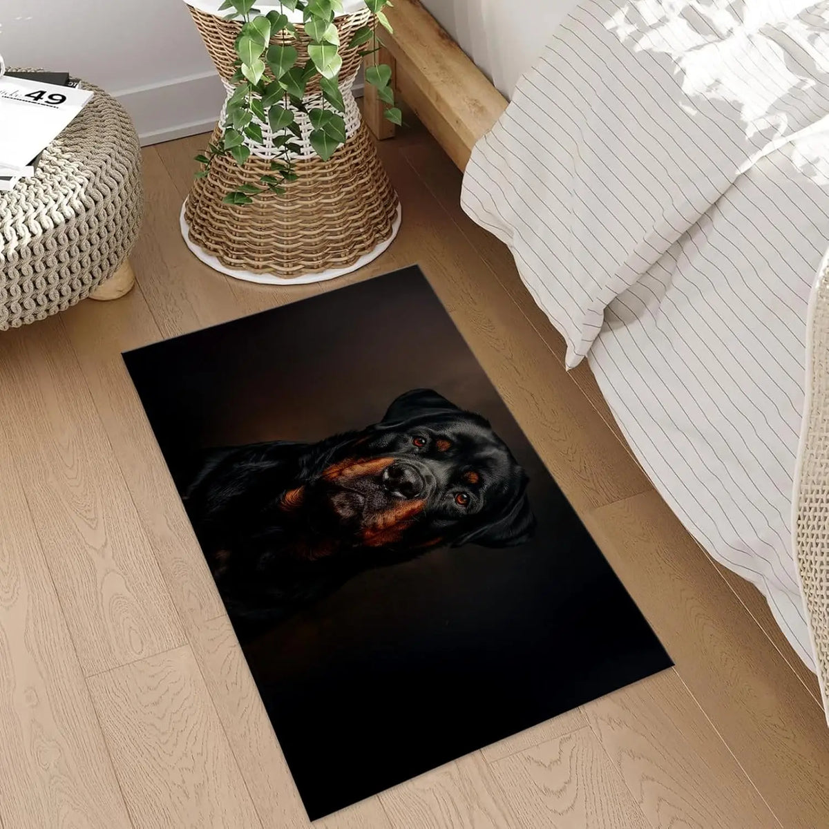 Rottweiler Non-Slip Entryway Door Mat – Durable Polyester Floor Rug for Living Room & Entry