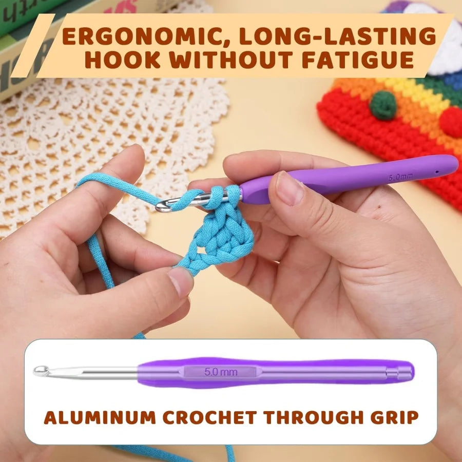 Ergonomic Crochet Hook Set with Accessories and Storage Bag