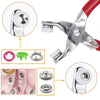 A set of snap fastener and hand press pliers for various fastening tasks.