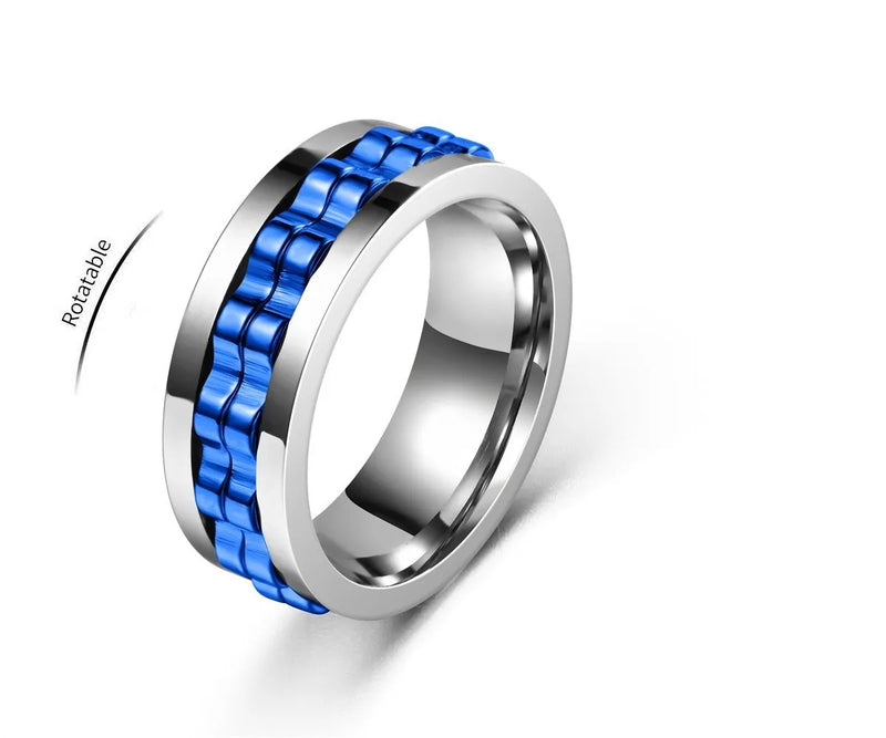 Gear-Chain Rotating Anxiety Ring
