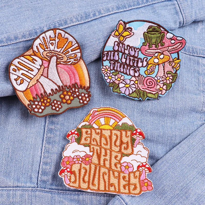 Encouraging Embroidered Iron-On Patches for Jackets, Jeans & Bags