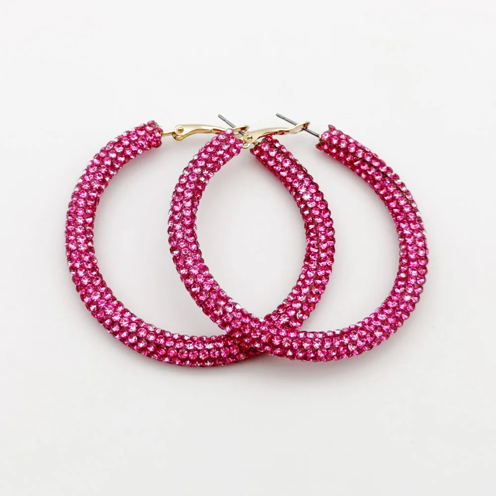 Rainbow Crystal Hoop Earrings