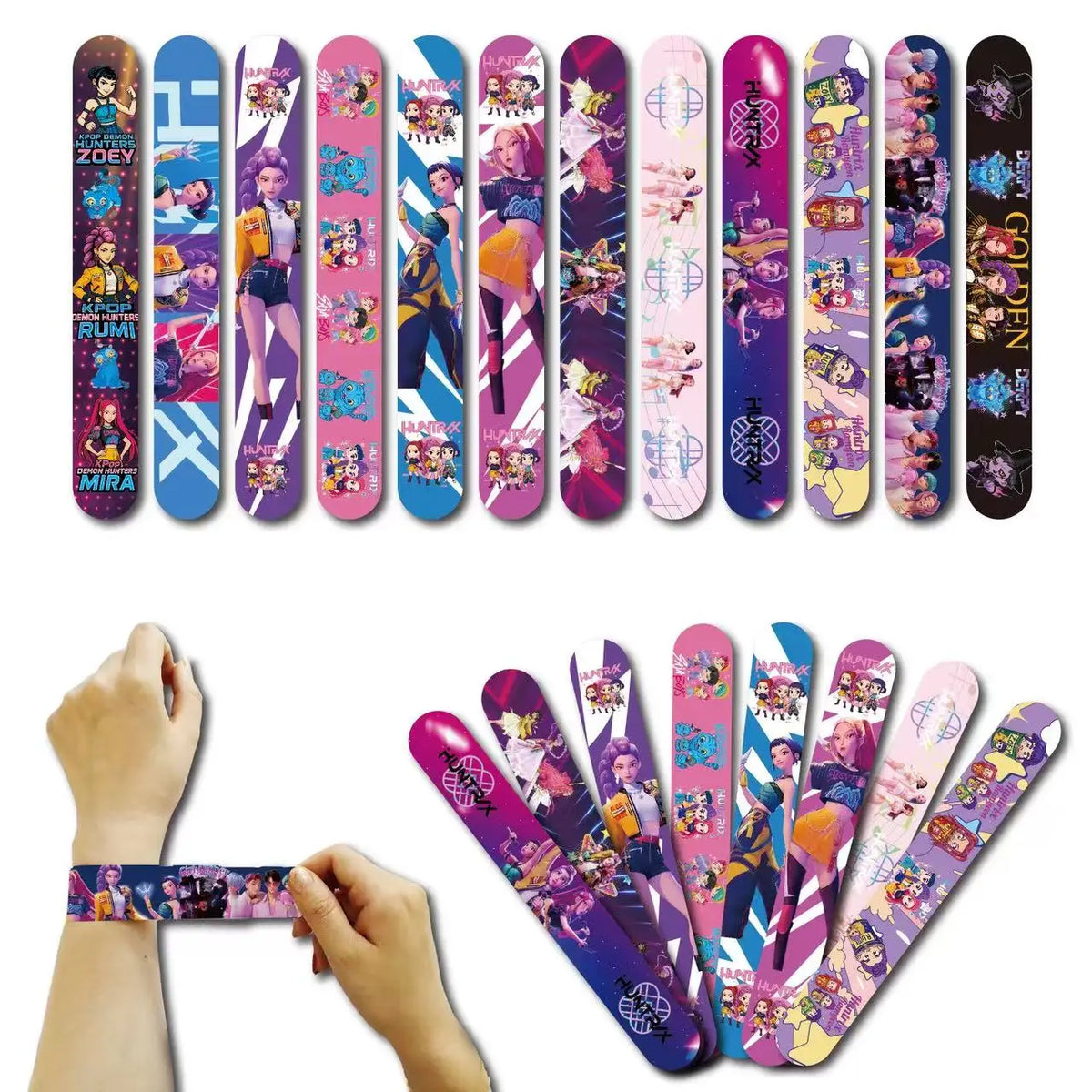 A collection of colorful K-Pop themed decorations, including banners and tableware, displayed on a white background.