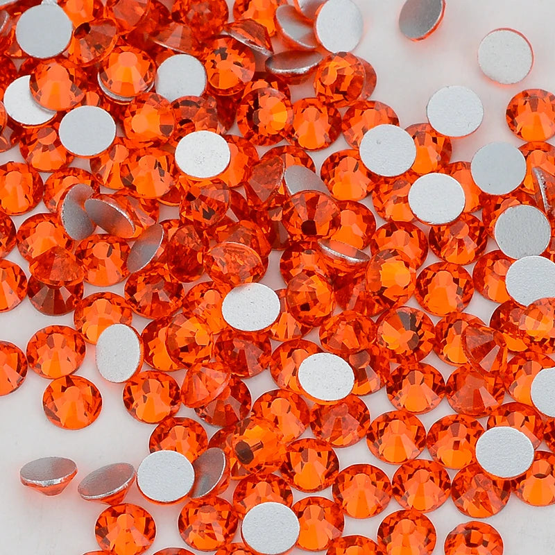 Red Glass Flatback Rhinestones - Multi-Color Glitter Round Crystals for DIY Crafts
