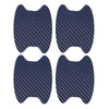 A set of four dark blue carbon fiber car door handle protective covers.