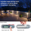 Solar powered LED step and path lights with easy install instructions showing switch operation