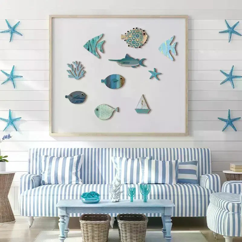 Handcrafted Wooden Fish Wall Decor Set