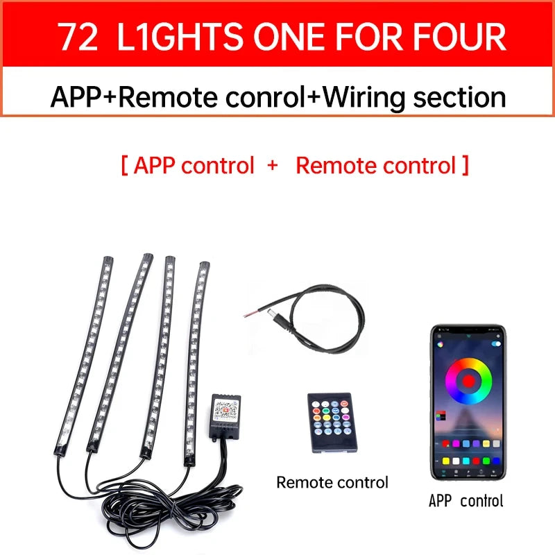A set of 72 L1 lights with remote control and app control for motorcycle use