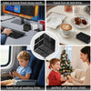A collection of black infinity cubes used as a fidget toy for stress relief and entertainment.