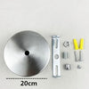 Polished stainless steel ceiling mount canopy for pendant lights with mounting hardware.