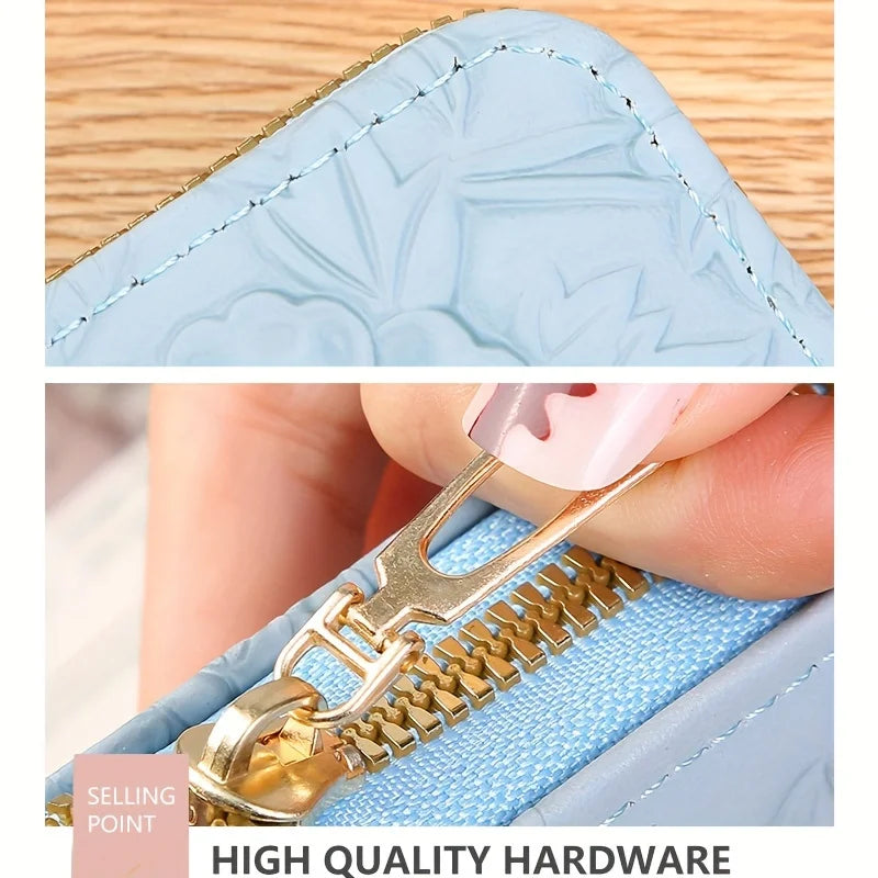 Portefeuille en PU cuir floral embossé