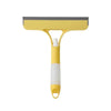 A yellow and gray 3-in-1 multi-function window cleaning tool set with a handle and a flat cleaning blade.