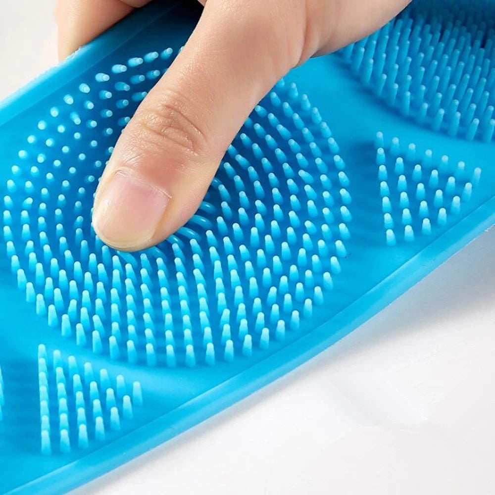 Silicone Body Scrubber with Long Handle and Strap