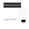 A set of black invisible belt and waistline clips for adjusting clothing.