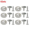Six sets of hidden magnetic door catches for cabinets and wardrobes, shown in silver metal.