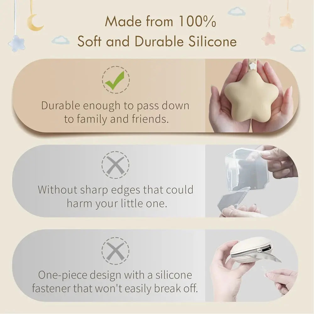 Star Silicone Pacifier Storage Box with Stroller Hanging Strap