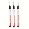 Three long-nib precision markers for metal, wood, and glass in black and red.