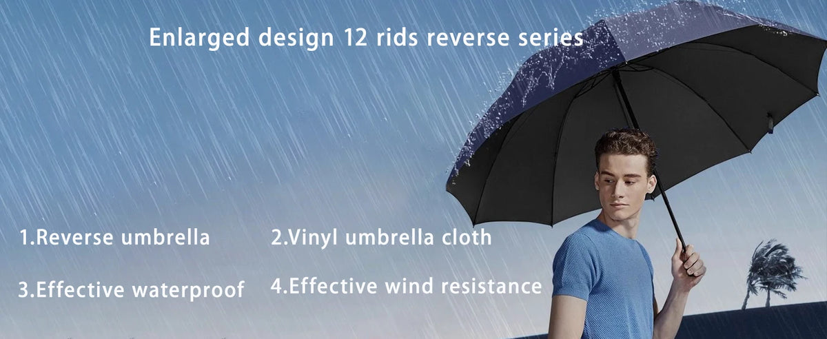 Large Manual Umbrella with Reinforced 12-Bone Frame