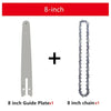 Set of 8-inch guide plate and 8-inch chain for pruning and wood cutting