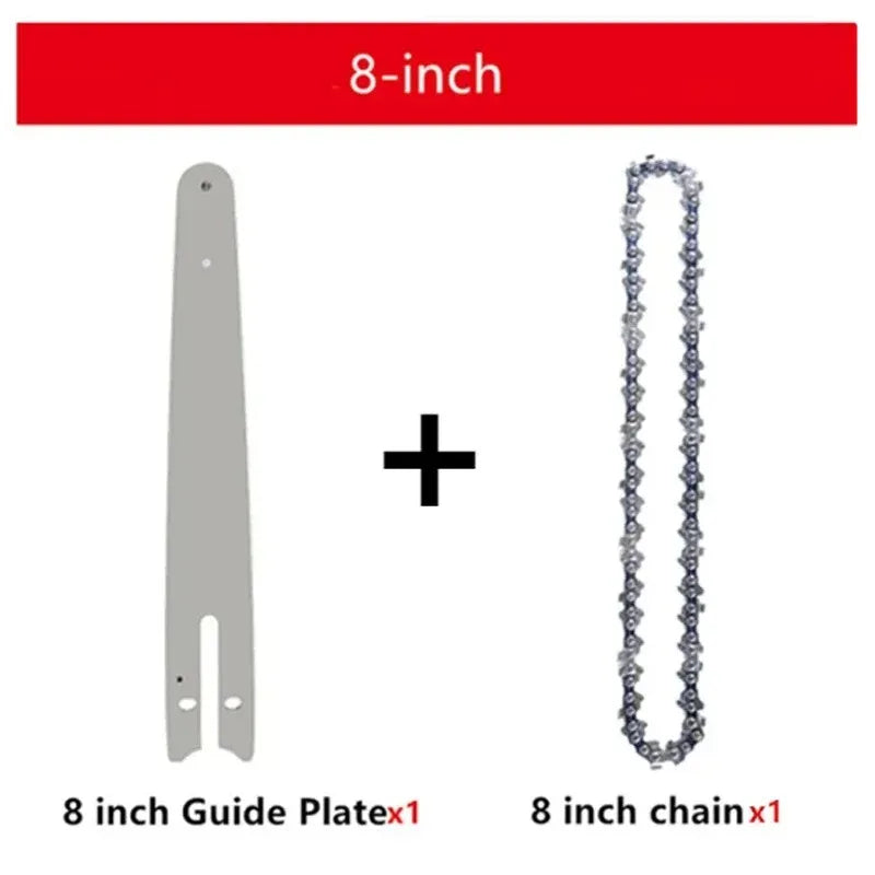 Set of 8-inch guide plate and 8-inch chain for pruning and wood cutting