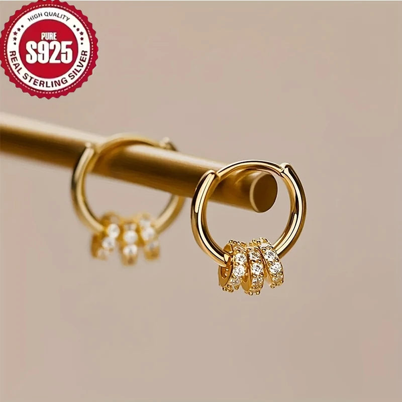 Dainty Gold-Plated Huggie Hoop Earrings with CZ Accents