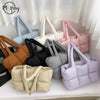 Quilted Plaid Tote Shoulder Bag