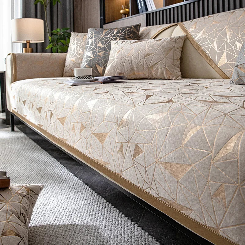 Luxury Chenille Sofa Cover with Anti-Slip Backing