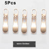Five gold wave metal zipper pull sliders for luggage, bags, and jackets