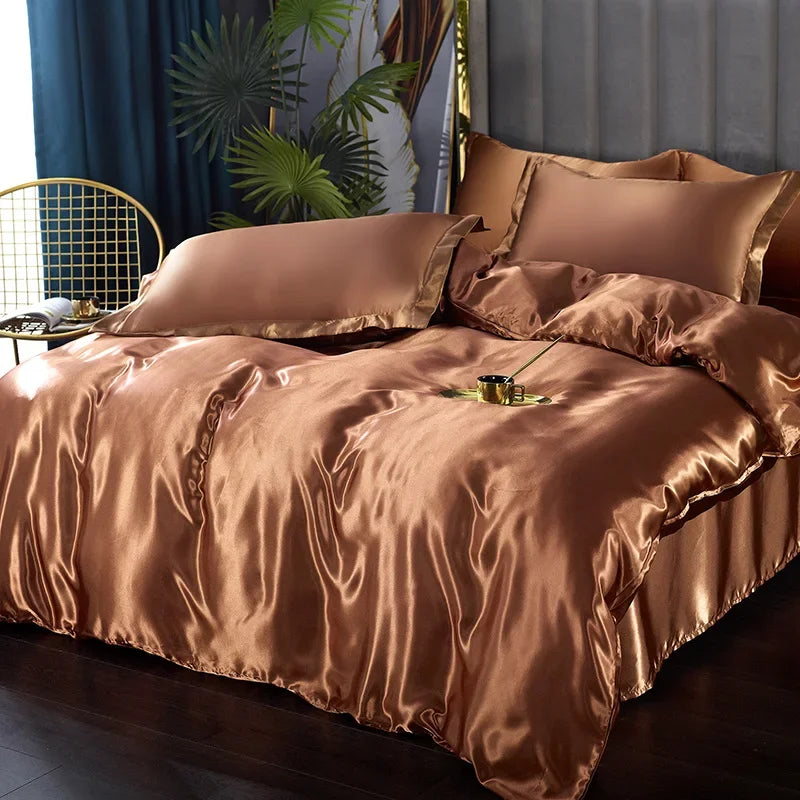 Luxuriöses Satin-Bettwäsche-Set mit Bettbezug