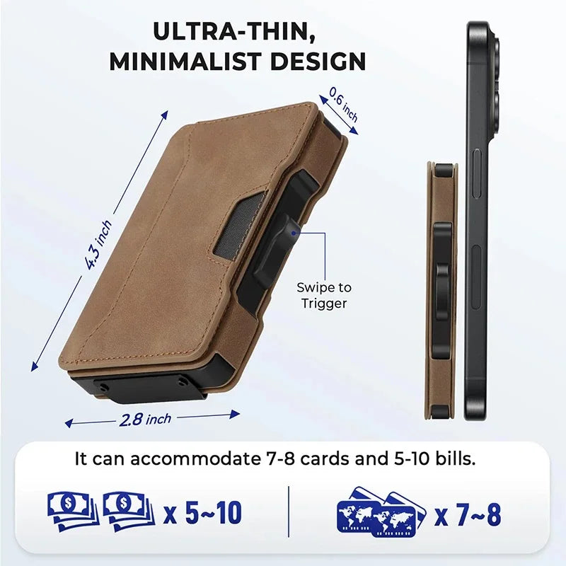 Slim RFID-Blocking Pop-Up Card Wallet with Money Clip