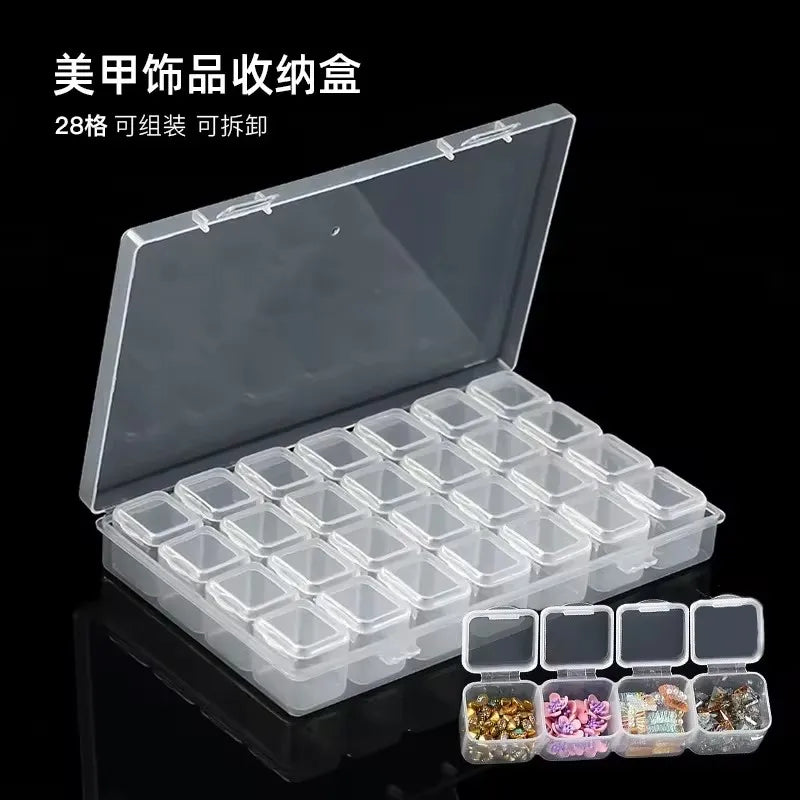 Clear 28-Slot Craft Organizer for Nail Art, Jewelry, and Small Supplies