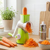 Multi-Function Rotary Cheese Grater with Suction Base and Round Mandoline Slicer