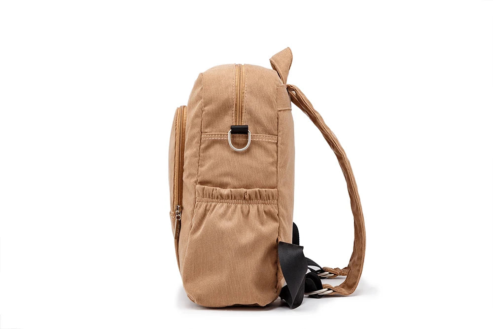 Soft Corduroy Diaper Backpack with Large Capacity