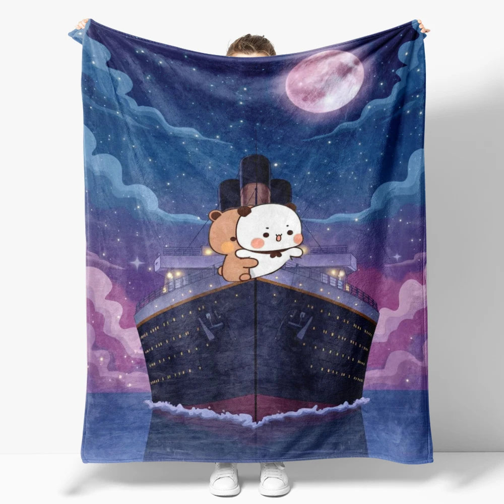 Cozy Cartoon Flannel Throw Blanket for Kids and Sofa