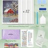A set of 12 diamond painting cards, including paint, glue, and packaging box for a mini art kit.