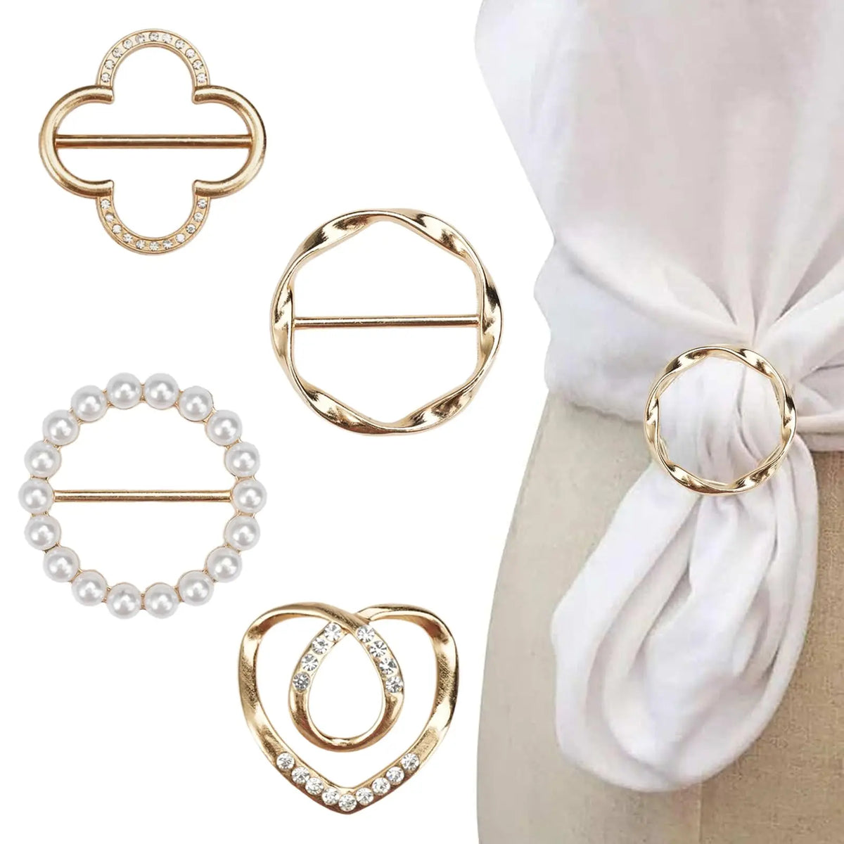 Crystal Rhinestone Scarf Ring Clip for Shirts and Scarves