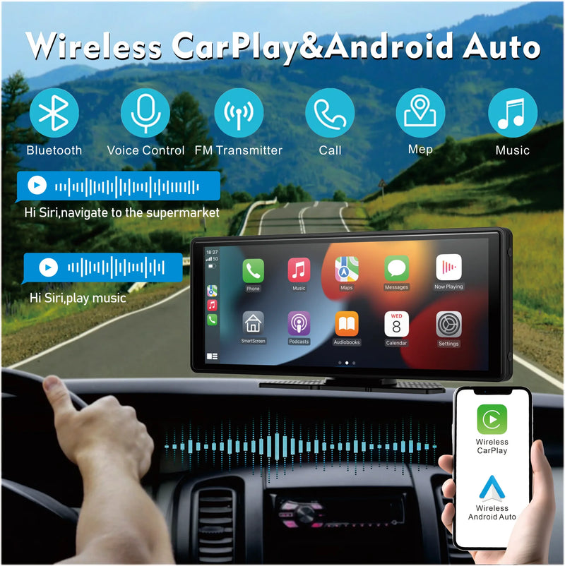 Portable Wireless CarPlay & Android Auto Screen