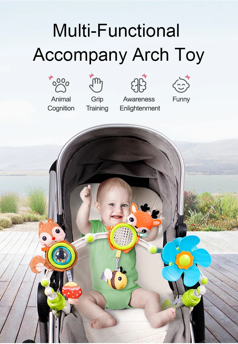 Adjustable Musical Activity Arch Toy for Baby Strollers and Car Seats