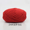 A ball of bright red 24-ply yarn for knitting and crochet