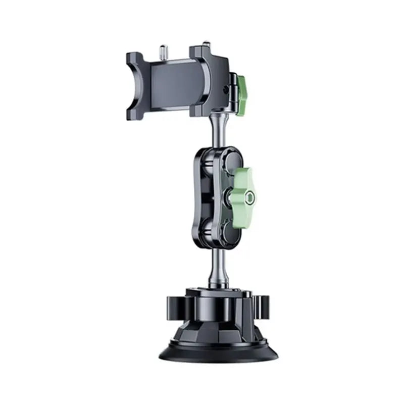 A black 360 degree suction cup phone mount designed for car windshield and dashboard use.