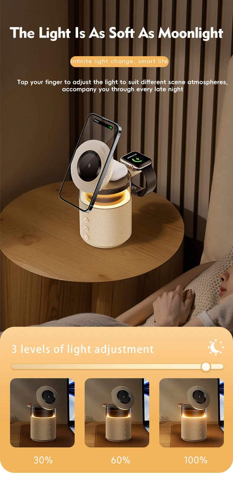 3-in-1 Magnetic Wireless Charging Station with Bluetooth Speaker