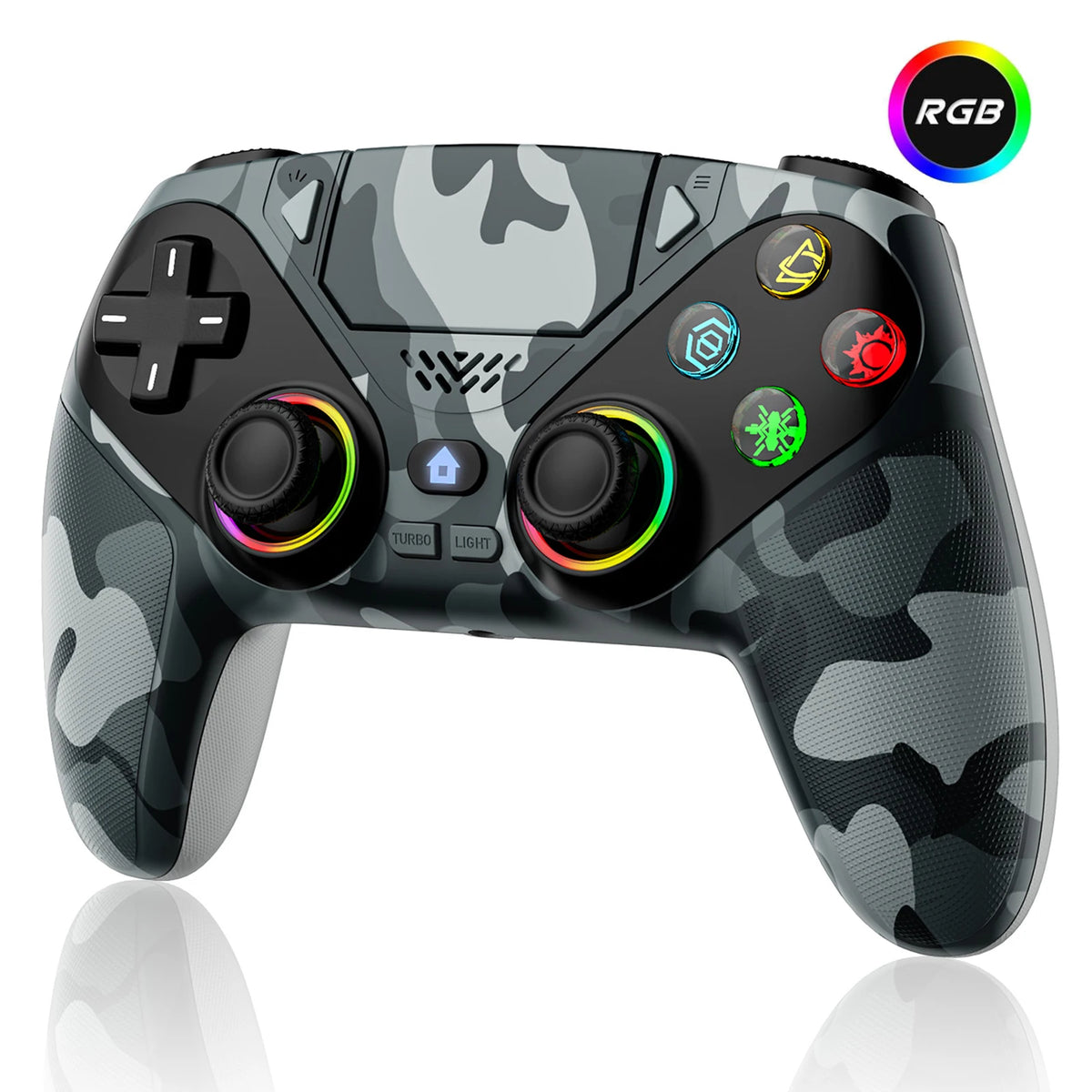 RGB LED Wireless Controller for PS5 and PC Gaming