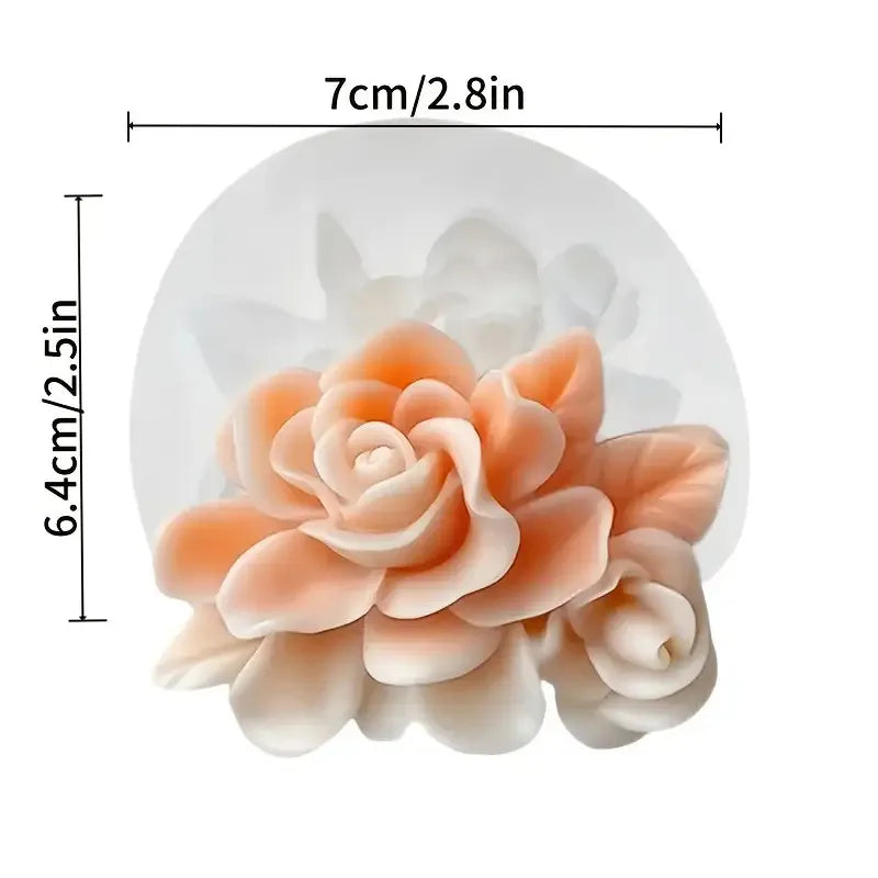Moule en silicone en forme de rose rose pour cire de bougie