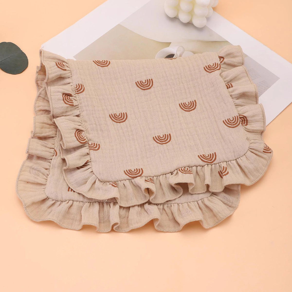 Soft Muslin Gauze Burp Cloths with Ruffle Trim (4-Pack)