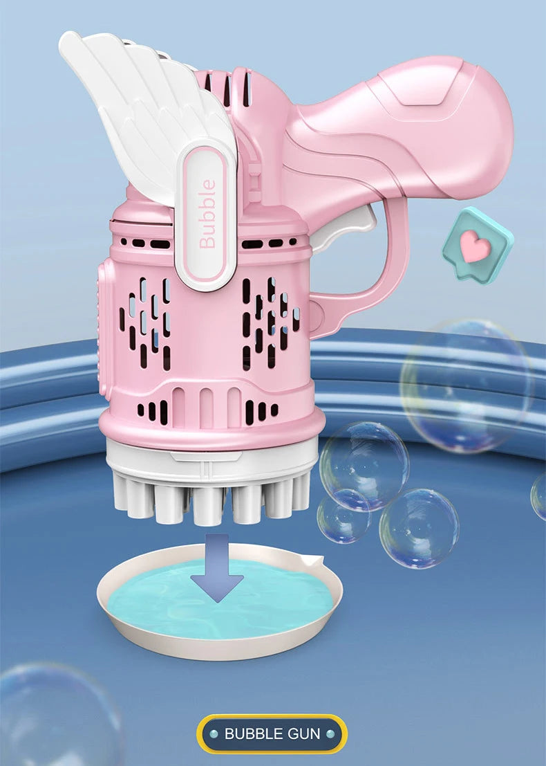 Rocket Bubble Gun with Lights - 32 Holes Automatic Blower for Kids