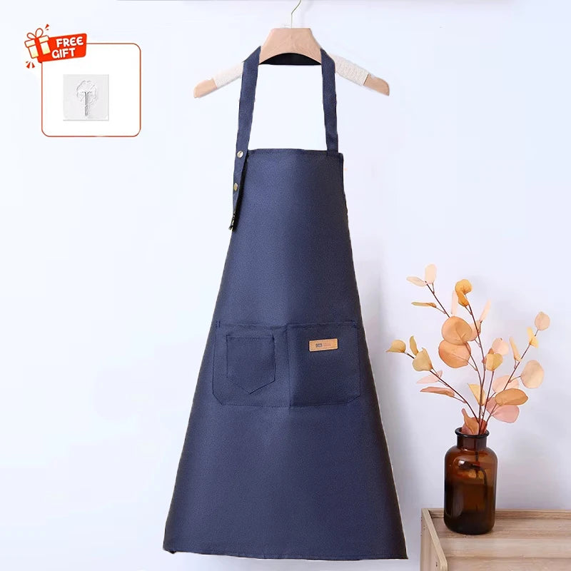Stain-Resistant Kitchen Apron with Front Pocket