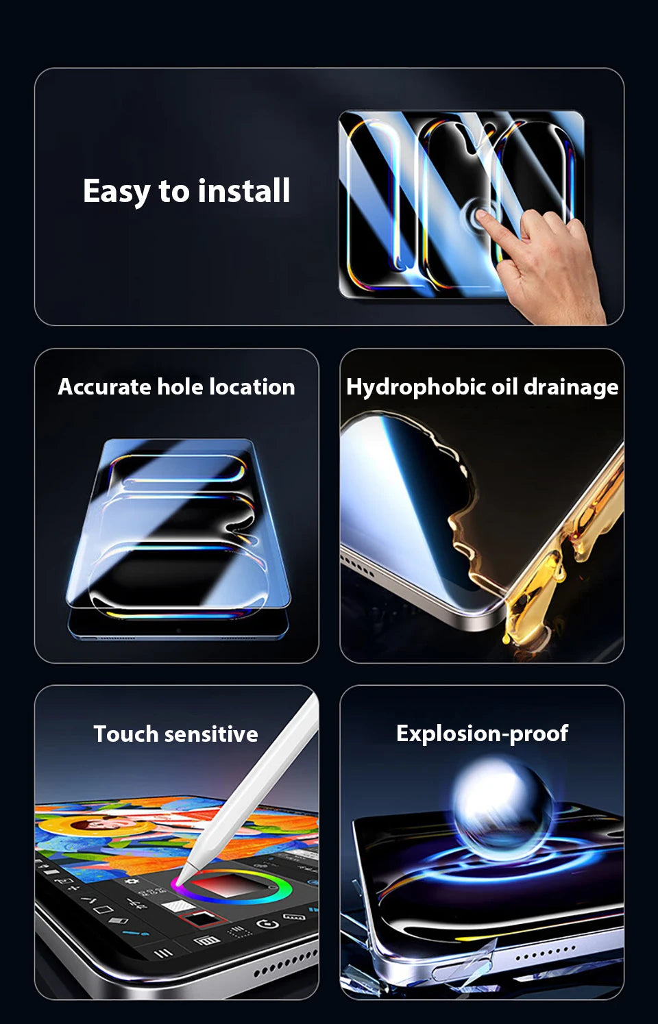 Premium Tempered Glass Screen Protector for iPad (2-Pack)