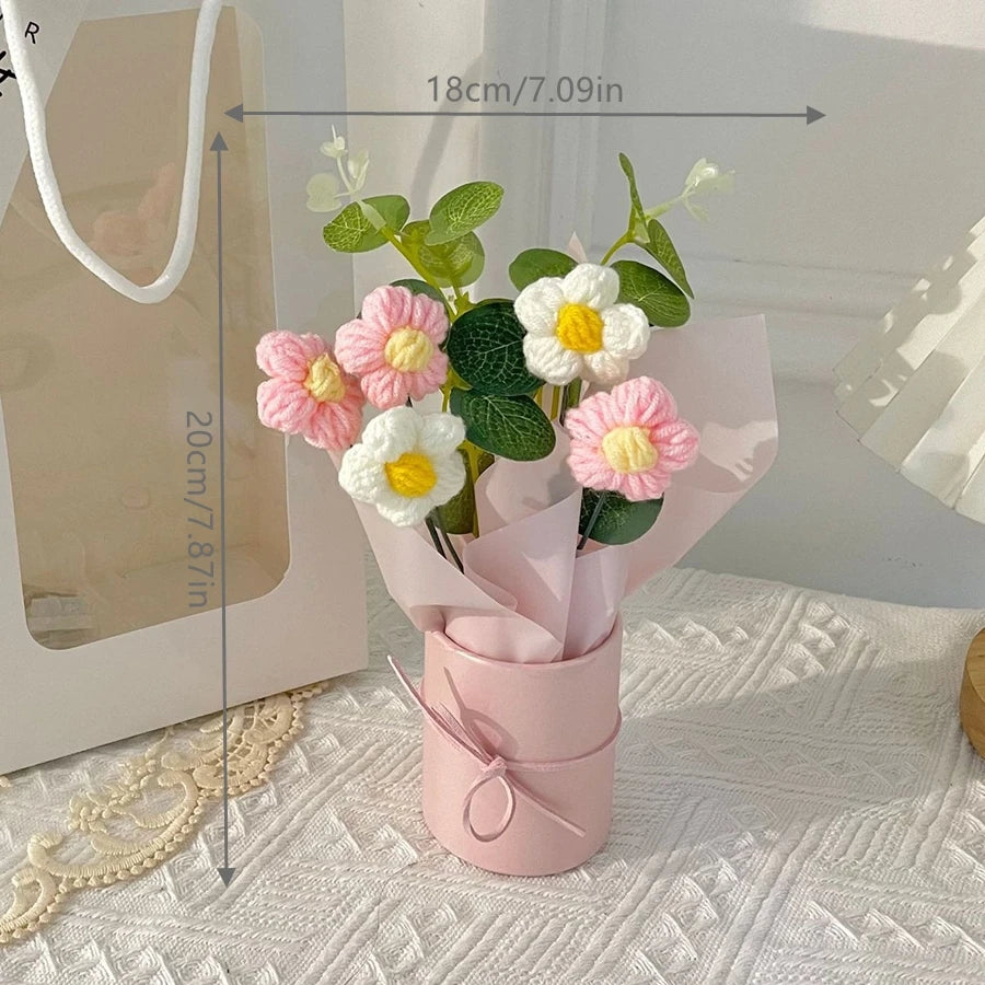Handcrafted Yarn Flower Bouquet with Vase – Everlasting Home Décor
